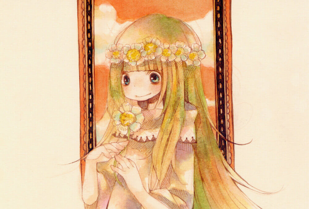 夕焼けと花娘